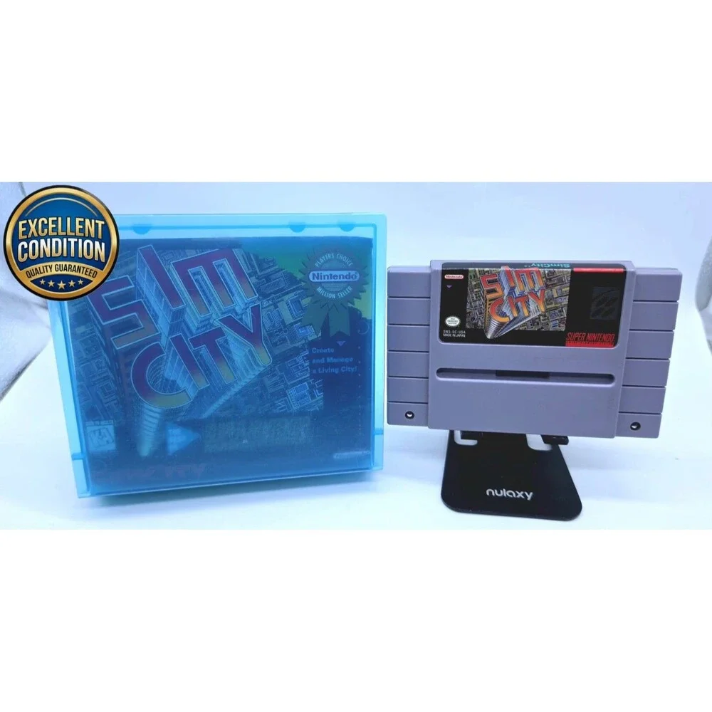Sim City Super Nintendo SNES Authentic Game Cartridge New Battery Clear Case